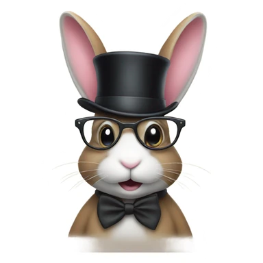 Bunny wearing a top hat with glasses sticker