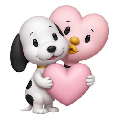 pastel pink heart with snoopy hugging woodstock in it sticker