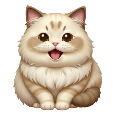 Cinematic Cute Chubby Ragdoll Cat Portrait Emoji, Head tilted playfully and yawning, round and plump body with soft, silky fur in a mix of light and darker points, Simplified yet adorable features, highly detailed, glowing with a warm, friendly glow, high shine, curious yet calm, stylized with a touch of whimsy, bright and endearing, soft glowing outline, capturing the essence of a mischievous yet loving and lazy kitty, so cute it feels like it could stretch out of the screen and cuddle! sticker