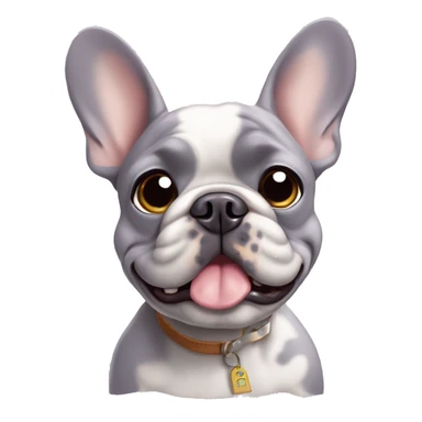 merle lilac french bulldog with name tag that says ricky  sticker