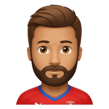 bearded soccer player with red jersey sticker