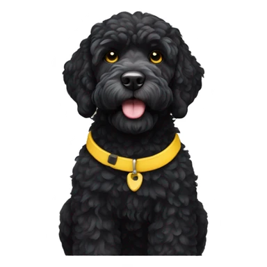 Black Portuguese water dog with yellow collar  sticker