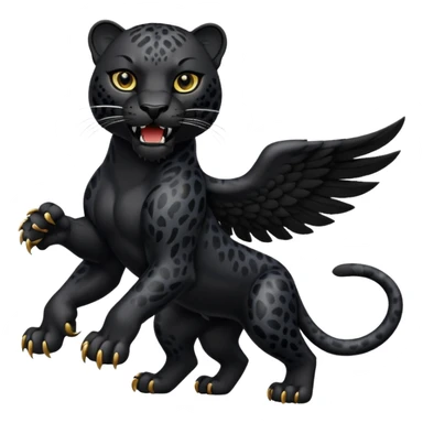 winged black leopard roaring sticker
