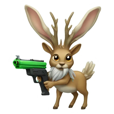 a mythical jackelope with a watergun sticker
