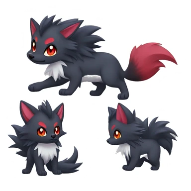 Kawaii Zorua-Zoroark-Mightyena sticker
