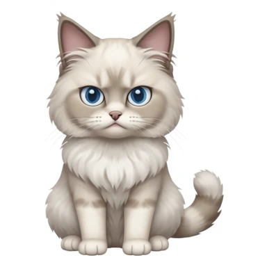 Angry blue eyed Ragdoll cat sitting full body sticker