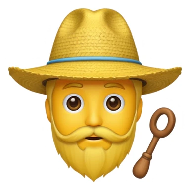 Un emojis amarillo con sombrero y barba sticker