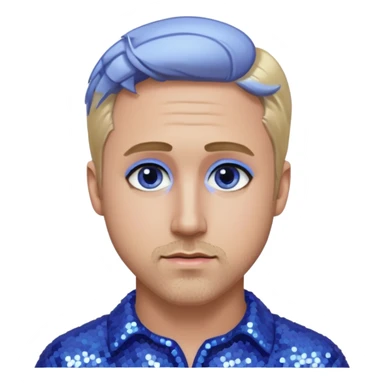 Ryan Gosling with blonde hair, periwinkle sequin outfit sticker