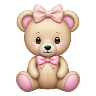 Cream colored teddy bear with pastel pink on top of head sticker