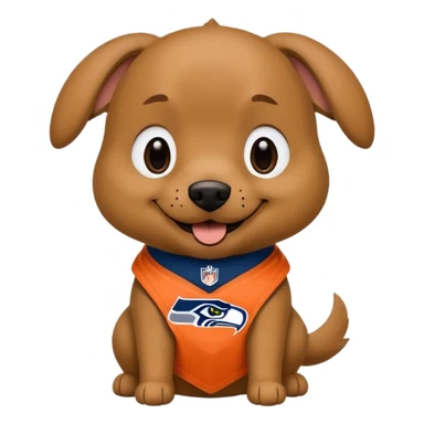 Brown tan dog with Seattle Seahawks gear sticker