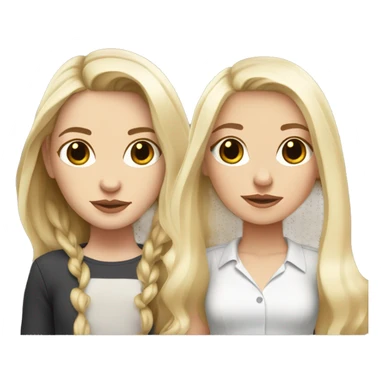 white blonde girl with long hair standing with frenchie with big ears sticker