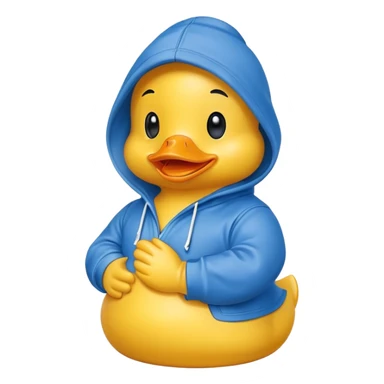 Yellow rubber duck wearing a blue hoodie sticker
