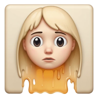 If you are familiar with the Melting Face Emoji, please, generate an emoji with that same face but sad. I don't want the face to be smiling, but sad. Also, the face should be leaning against a wall sticker