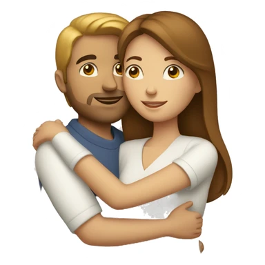 a white brown woman and a white brown man hugging sticker
