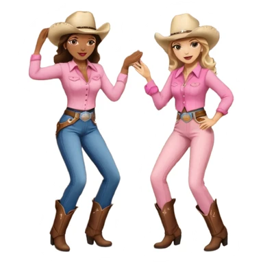 2 women dancing in pink country western bar sticker