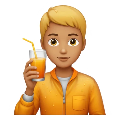 juice, colors yellow,orange,forest fruits, person sticker