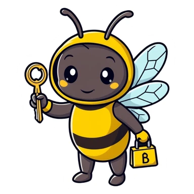 bee in a bee costume with keys in her hands  sticker
