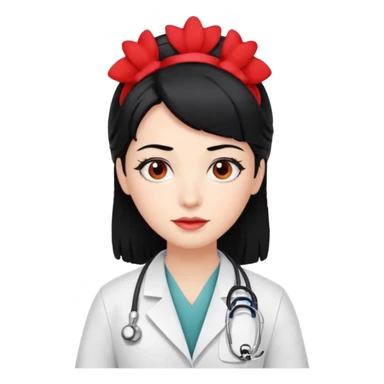 doctor with black hair and red hairclips  sticker