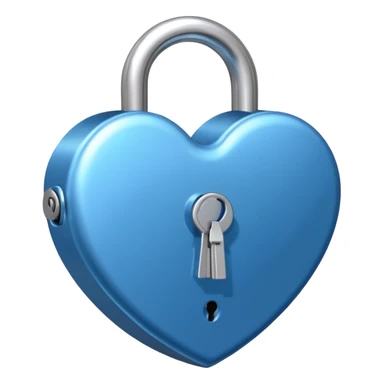 A blue heart-shaped lock with a silver key sticker