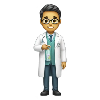 Person analyzing a product with a lab coat sticker