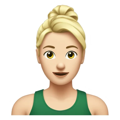 Mom who has ponytail with blond hair and eyebrow piercing who haswhite skin and dark green t shirt is in thegym sticker