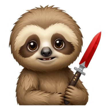 Cute little sloth holding a knife but looking cute but evil sticker
