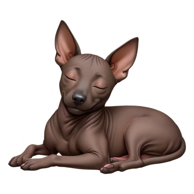 Meme-Worthy Cute Sleeping Xoloitzcuintle dog Portrait Emoji, Head resting peacefully with a contented smile, showcasing a sleek, muscular build with smooth, hairless ebony skin and gently relaxed wrinkles, eyes shut in a serene nap, Simplified yet hilariously adorable features, highly detailed, glowing with a soft, drowsy light, high shine, relaxed and utterly lovable, stylized with an air of playful laziness, bright and heartwarming, soft glowing outline, capturing the essence of a comically sleepy guardian, so meme-worthy it feels like it could instantly become the next viral sensation of adorable slumber! sticker