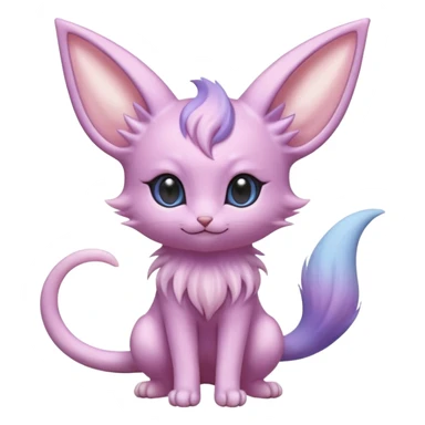 Cute kawaii fluffy floofy Pastel Gradients Shiny silky realistic smooth soft Espeon-Mew-Minccino-Delcatty-Pachirisu-fusion sticker