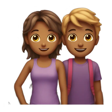 Boy and girl seeing sunset  sticker