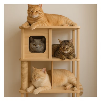cats relaxing in a vertical playhouse sticker