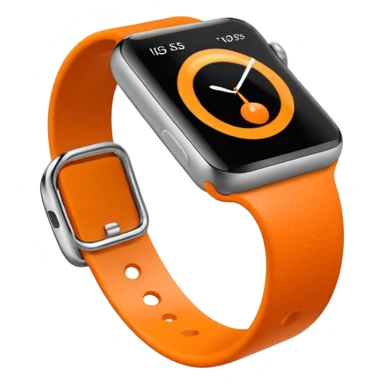a orange apple watch with fitness rings in the style of an ios emoji  sticker