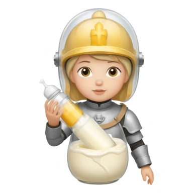 Un biberon avec du lait chaud et Jeanne d’arc qui flotte dedans  sticker