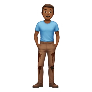 Man laughing with chocolate stain on pants  sticker