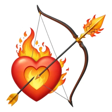 bow and arrow going through fire heart sticker
