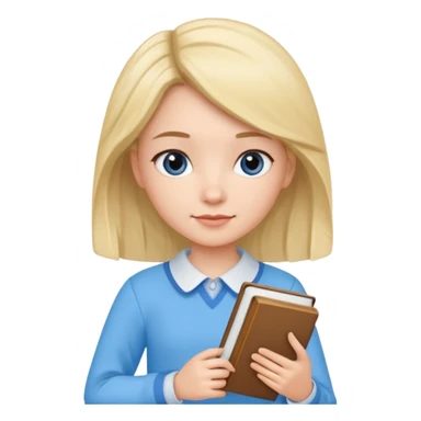 cute girl, glass, smart, Sky-blue colored clothing,
holding a book in one arm and a pen in the other hand. sticker