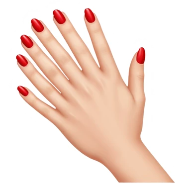 A woman's hand with red nail polish sticker