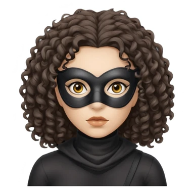 woman with robber mask concerned dark curly hair sticker