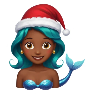dark skin  mermaid with christmass hat sticker