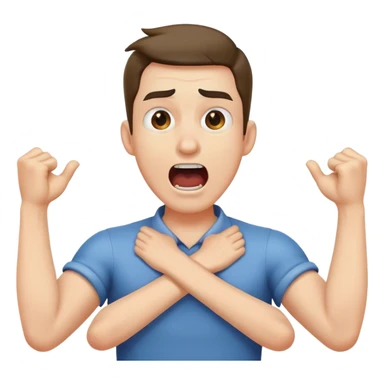 man arms crossing neck screaming sticker