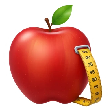 apple with a measuring tape sticker