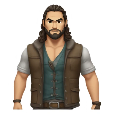 realistic jason momoa wearing vest sticker