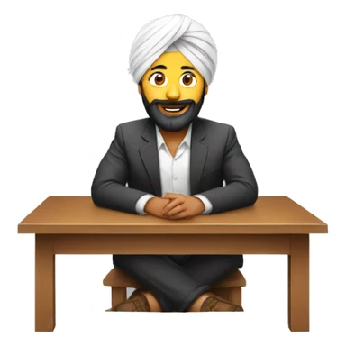 Sardar wearing turban guy sit on desk sticker