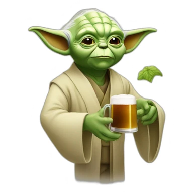 Maitre yoda qui bois une bierre sticker