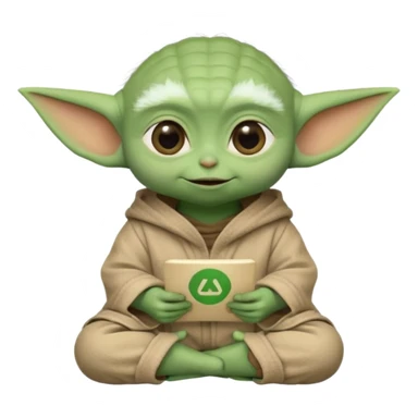 Baby Yoda sitting cross-legged with numbers and mathematical formulas coming out of his mind sticker