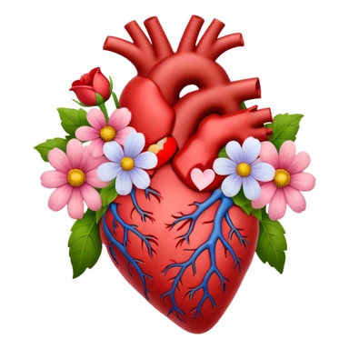 Anatomical hart with flowers sticker