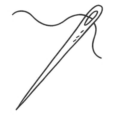 hand drawn outlined sewing needle icon sticker