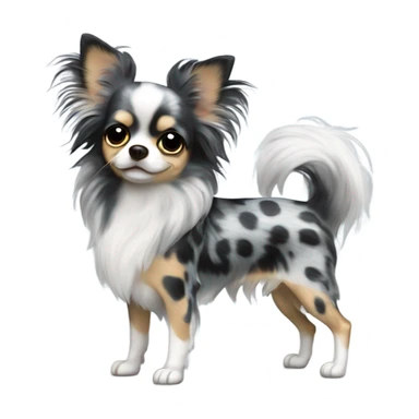 Blue merle chihuahua long hair with spotted face black sticker