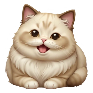 Cinematic Cute Chubby Ragdoll Cat Portrait Emoji, Head tilted playfully and yawning, round and plump body with soft, silky fur in a mix of light and darker points, Simplified yet adorable features, highly detailed, glowing with a warm, friendly glow, high shine, curious yet calm, stylized with a touch of whimsy, bright and endearing, soft glowing outline, capturing the essence of a mischievous yet loving and lazy kitty, so cute it feels like it could stretch out of the screen and cuddle! sticker