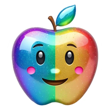 3D Apple-style emoji of scattered glitter, sparkling and shining in multiple colors. Rounded, glossy, smooth, soft shadows, white background.
 sticker