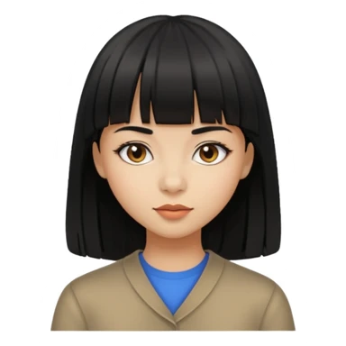 Chica de cabello negro lacio con fleco, nariz un poco ancha  sticker